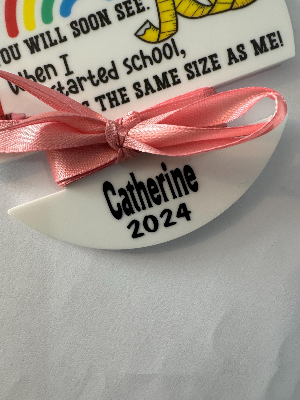 Personalised First Day at School Ribbon Holder Keepsake
