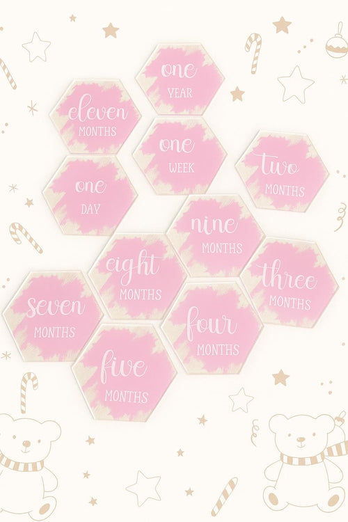 Baby Milestone Acrylic Hexagon Disks - Pastel Photo Props