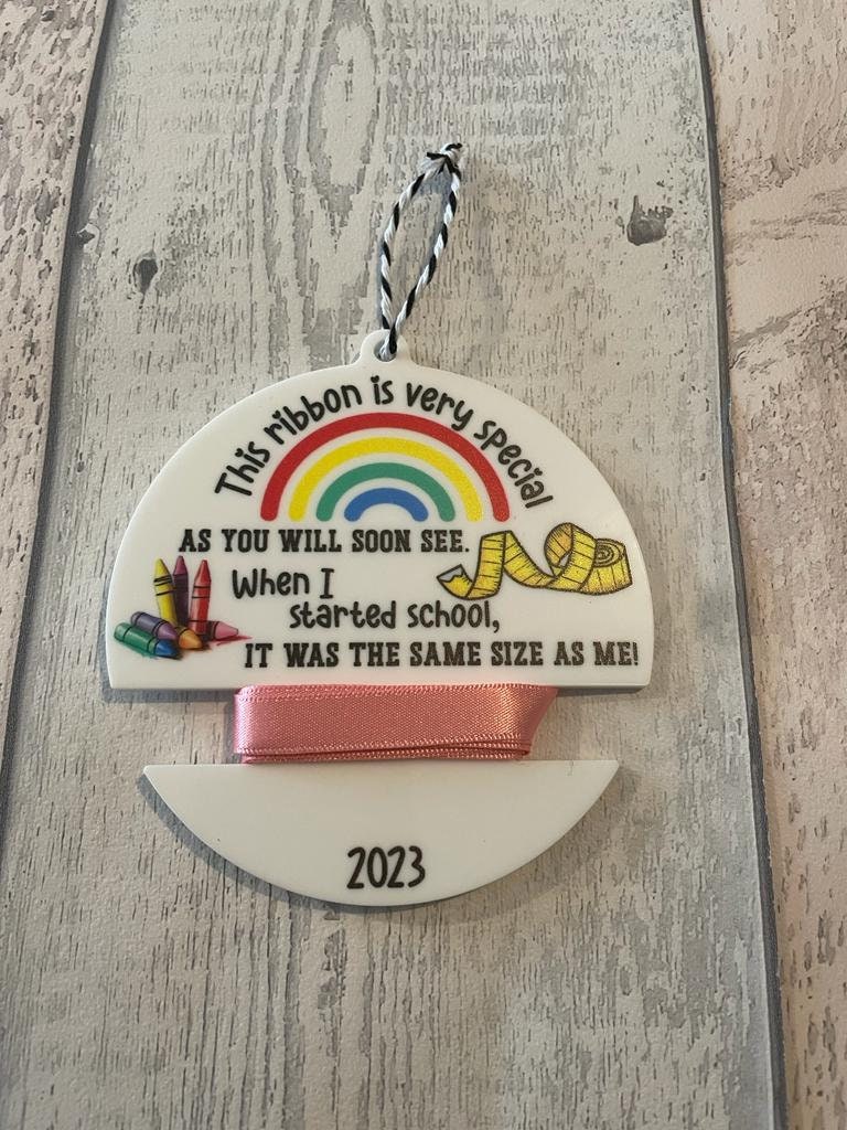 Personalised First Day at School Ribbon Holder Keepsake