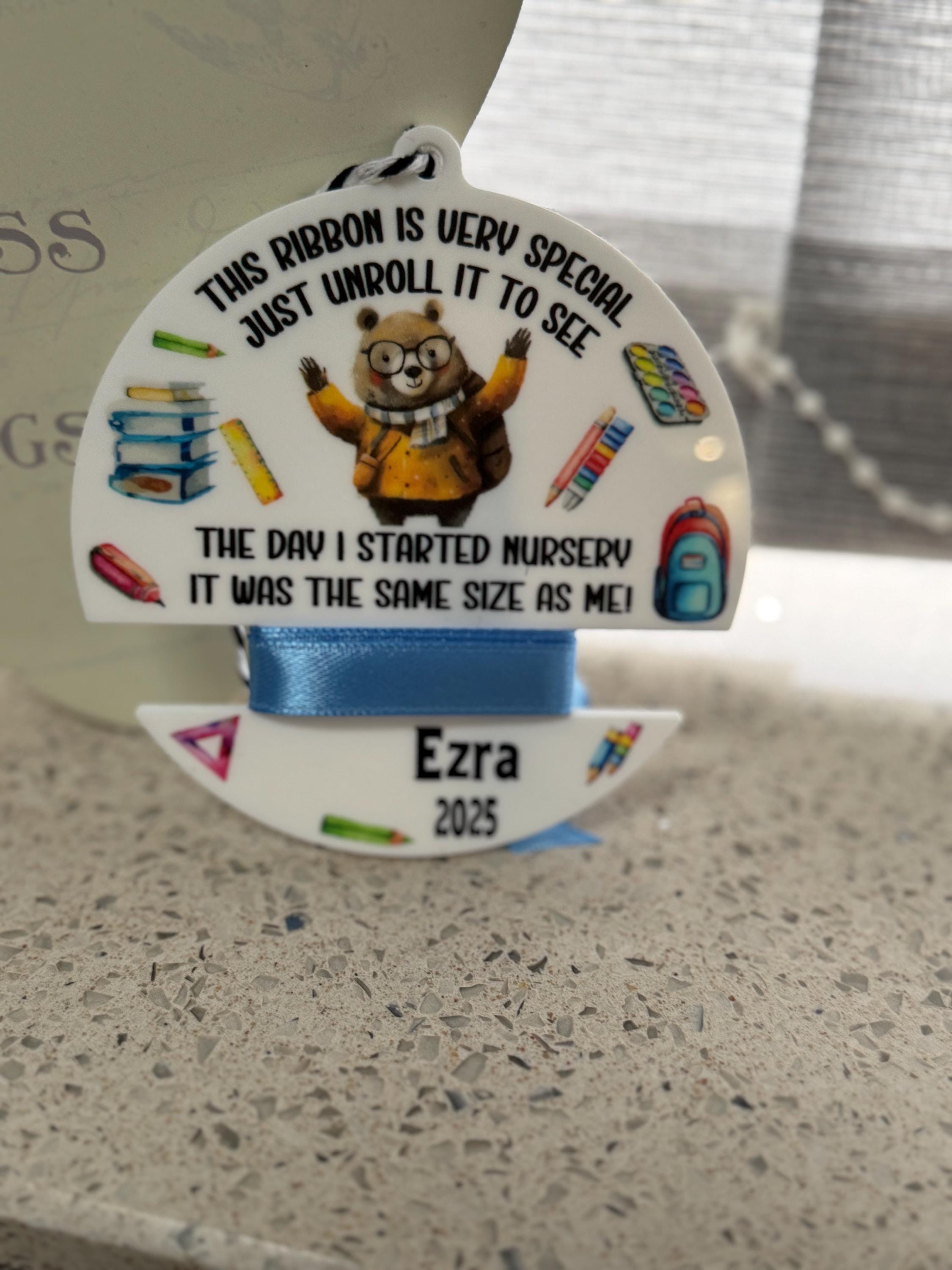 Personalised First Day at School Ribbon Holder Keepsake